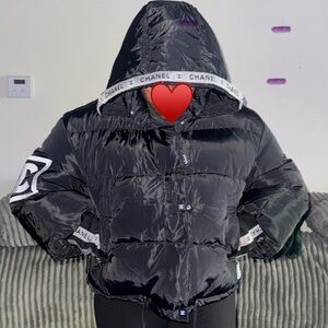 CHANEL Black Hooded Puffer Jacket
